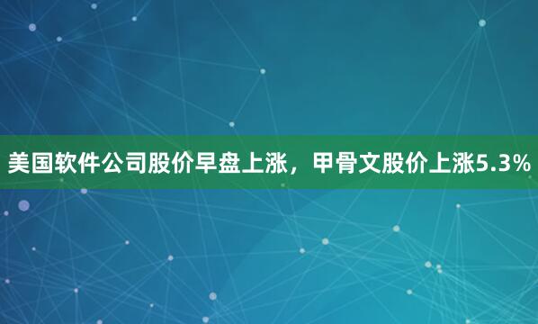 美国软件公司股价早盘上涨，甲骨文股价上涨5.3%