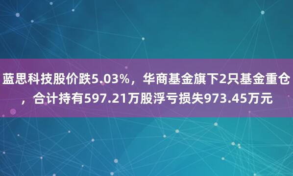 蓝思科技股价跌5.03%,华商基金旗下2只基金重仓,合计持有597.21万股浮亏损失973.45万元