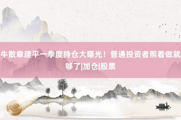 牛散章建平一季度持仓大曝光！普通投资者照着做就够了|加仓|股票