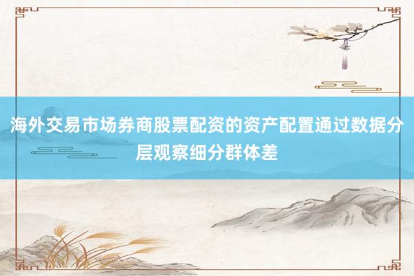海外交易市场券商股票配资的资产配置通过数据分层观察细分群体差