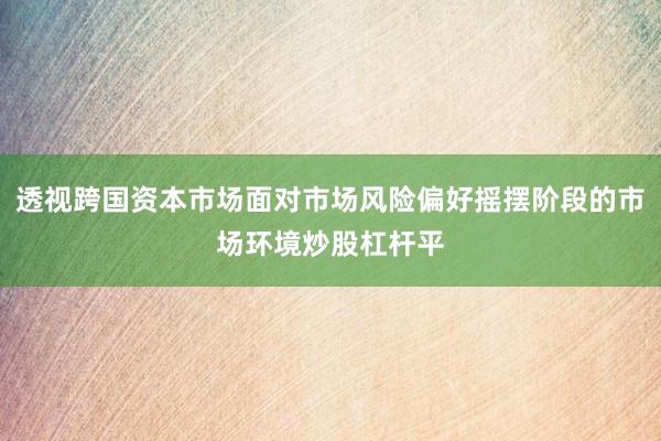 透视跨国资本市场面对市场风险偏好摇摆阶段的市场环境炒股杠杆平