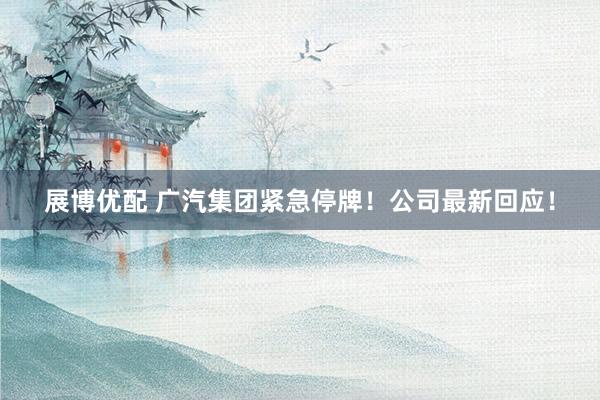 展博优配 广汽集团紧急停牌！公司最新回应！